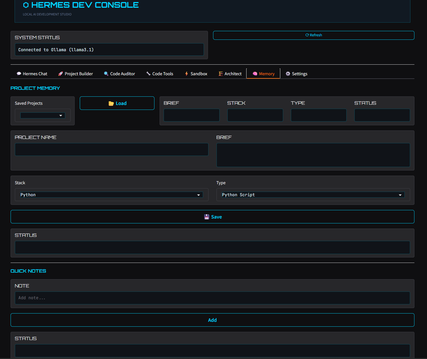 Hermes Dev Console screenshot